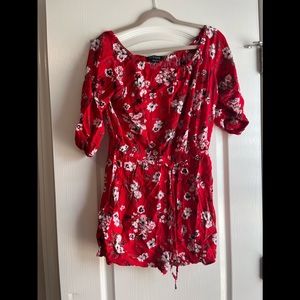 Floral Red Romper